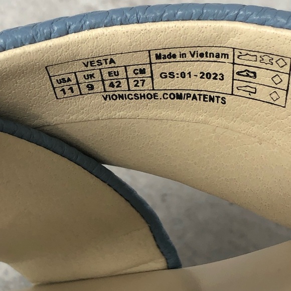 Vionic Women's Vesta Leather Flatform Lug Sandal Blue Size 11 - Picture 4 of 10